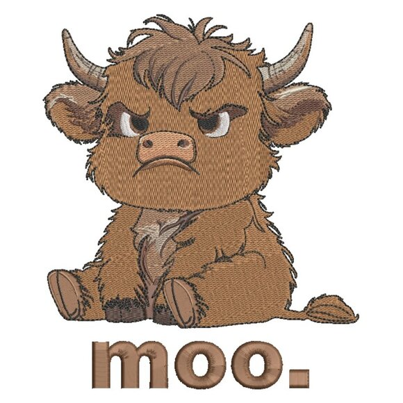 Highland Cow HOODIE Embroidered Adult Unisex Hooded Sweatshirt Grumpy Moo Farm - Picture 1 of 5